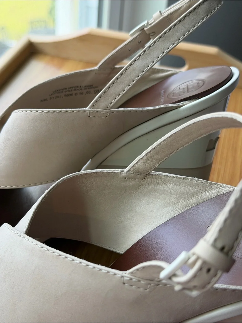 Tory Burch Nude Beige Crisscross Wedge Sandals